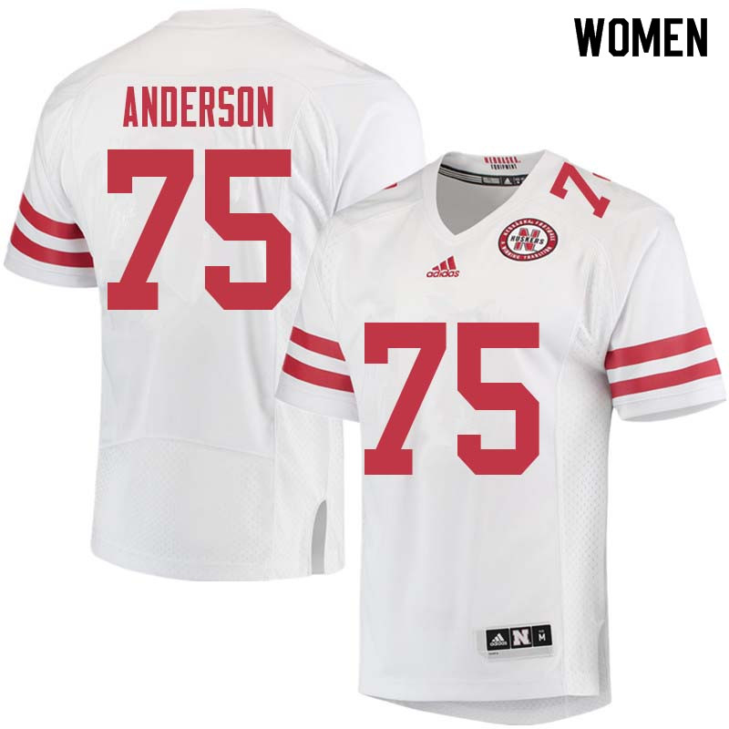 Women #75 Fyn Anderson Nebraska Cornhuskers College Football Jerseys Sale-White